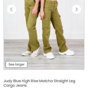 NWT Judy Blue High Rise Matcha Straight Leg Cargo Jeans